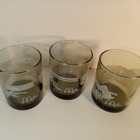 Other - SET OF 3 McDonald's Hawaii High Ball Glasses Smokey Frosted Vintage Libbey